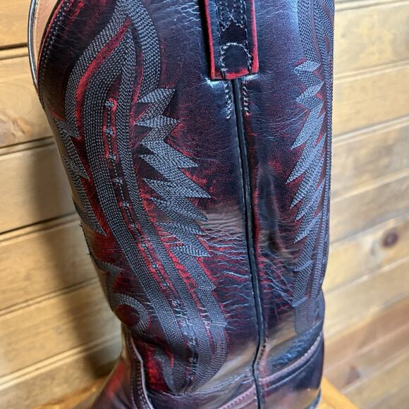 Lucchese 2000 Black Cherry Men’s Western Boots Sz 10.5B Exotic Kangaroo T3012R4 main image 8